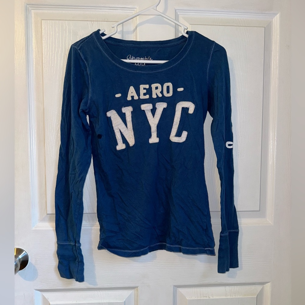 navy blue aeropostale long sleeve shirt size medium